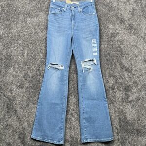 Levis 726 Jeans Womens 27x32 Blue Flare High Rise Stretch Denim NWT